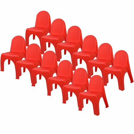 ROMANOFF Kids Stacking Chairs, Red, 12PK 93402